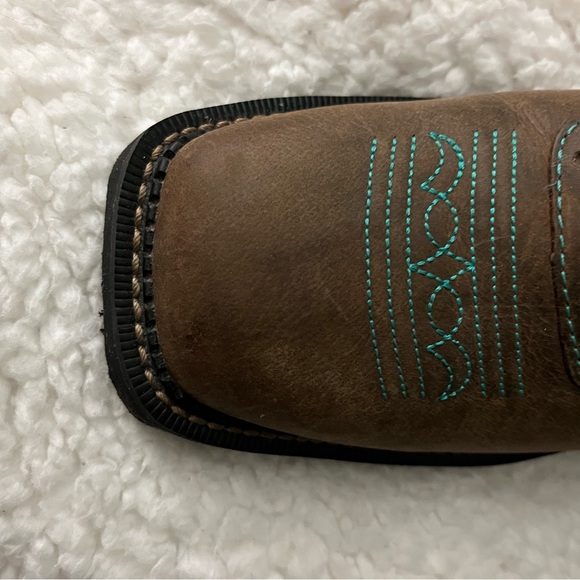 Brand new brown teal detail short JUSTINS COWBOY BOOTS - Picture 2 of 5